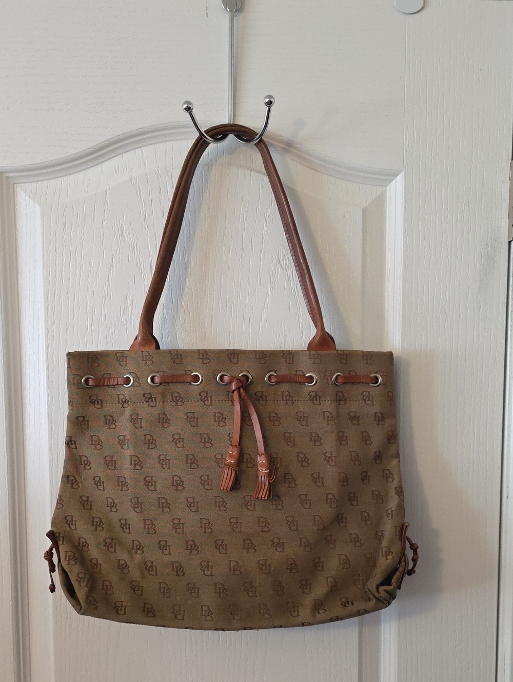 Vintage Dooney & Bourke Monogram Tote Bag in Brown